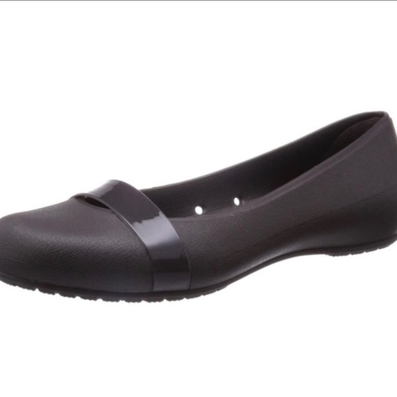 CROCS Shoes - Crocs Brynn Brown Patent Comfort Ballet Flats Women's Size 10